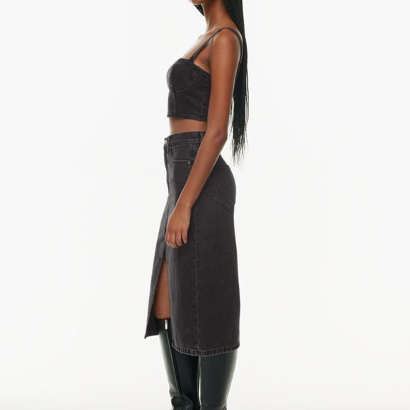 Denim Forum The Cecily Denim Bralette Tank Top - Picture 1 of 5